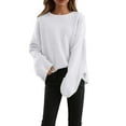 thumbnail image 2 of AUNVITO Womens Round Neck Sweaters Casual Solid Loose Fit Long Sleeve Pullover Fall Winter Outfits, 2 of 4