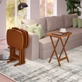 thumbnail image 2 of Lucca 4 Snack Tables with Storage Stand in Teak Finish, 2 of 9
