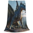 thumbnail image 2 of Pofeuu Wild Blue Cool Dragon Print Ultra-Soft Micro Fleece Blanket,for Bed Or Sofa,All Season Throw Blankets Flannel Blanket-80"x60", 2 of 7