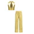 thumbnail image 3 of inlzdz Girls Hip Hop Street Dance Outfit Set Metallic Crop Tops with Sequins Pants Party Club Streetwear Gold 16, 3 of 5