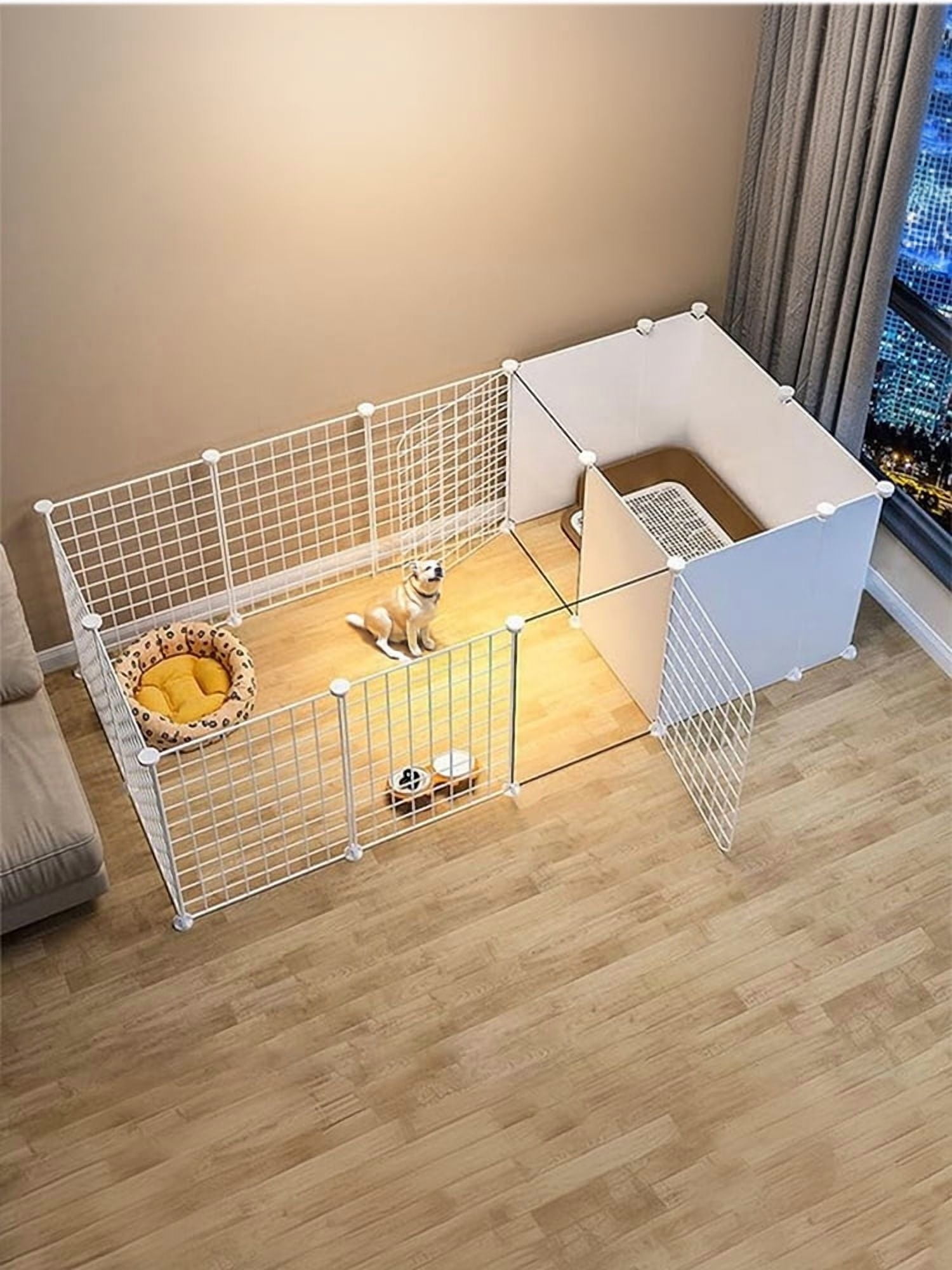 Aqwiopr 16-Panel Metal Pet Playpen Puppy Playpen with Door - Foldable, Indoor/Outdoor Use - 1 Pack