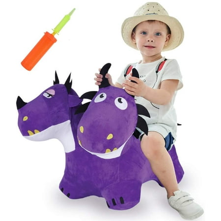 Bouncy Pals Two-Headed Hopping Dragon Toys, Inflatable Horse W/ Plush ...