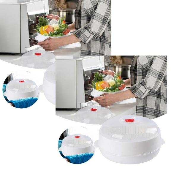 2Pack Microwave Oven Steamer Multifunctional Microwave Vegetable Steamer With A Transparent Lid Cookware Micro Dish Kitchen Cooking Steamers For Cooking Dumplings Vegetable Non-Stick Pan