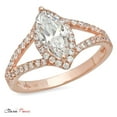 thumbnail image 3 of 1.2 ct Marquise Cut Genuine Cultured Diamond VS1-VS2 I-J 14K Rose Gold Halo Promise Wedding Statement Engagement Designer Ring size 9, 3 of 6