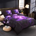 thumbnail image 2 of Juego de cama de lujo de 3 piezas, tamaño Queen, fundas de almohada y funda de edredón, poliéster, juego de cama 3D Purple Rose, 2 of 8