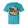 thumbnail image 1 of Wild Bobby, Paradise Surf Shack Marlin, Garment-Dyed Washed Look Short Sleeve Tees, Blue Lagoon, Small, 1 of 3