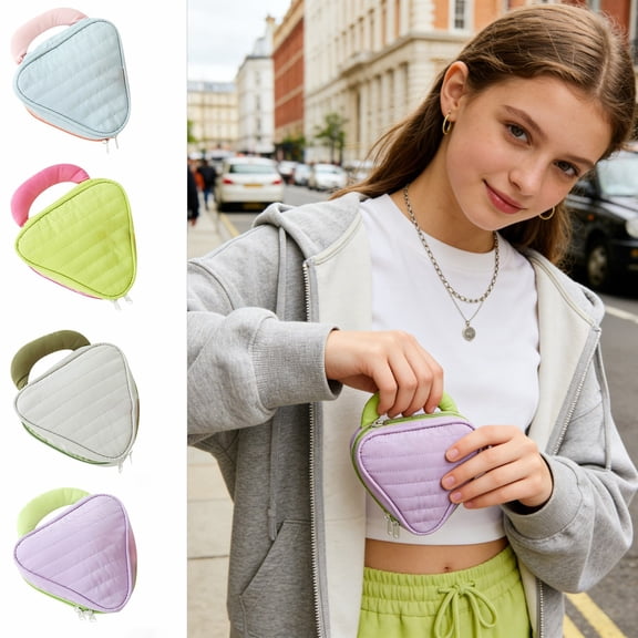 FEOLGEHLY Cute Mini Makeup Bag, Small Handbag Storage Bag, Portable Travel Toiletry Bag with Handle for Women, Makeup Brushes Storage, Cosmetic Pouch (Green)