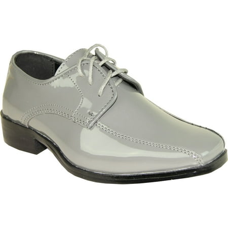 

VANGELO Men Tuxedo Shoe TUX-5 Fashion Square Toe for Wedding Formal Event Grey Patent 11.5M