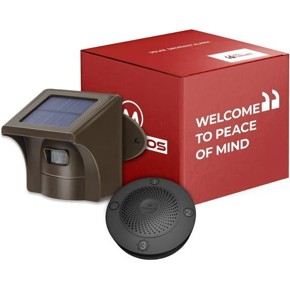 Driveway Alarm Wireless, Motion Sensor Alarm, Extra Loud Chimes Home Security Alarm System with 1 Receiver 2 Weatherproof Infrared Sensors Protect Indoor/Outdoor Property