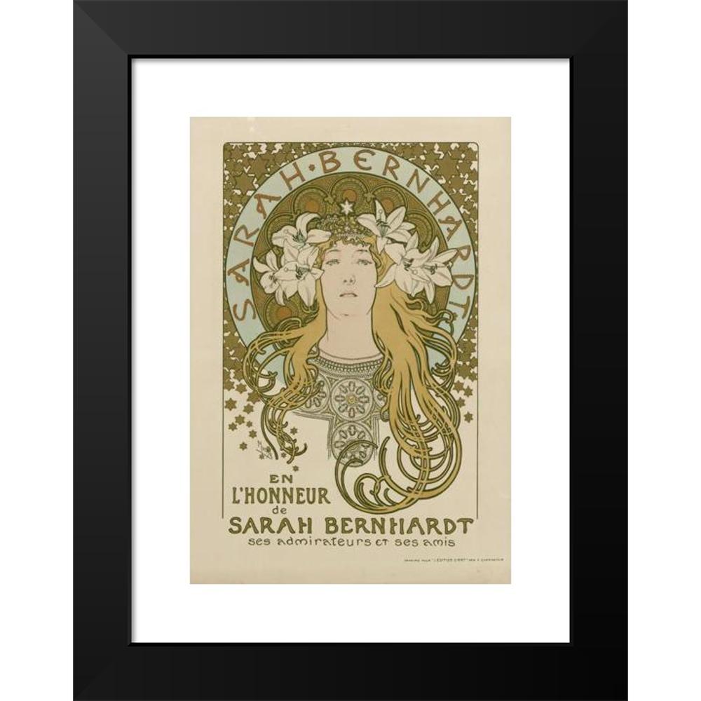 Alphonse Mucha 11x14 Black Modern Framed Museum Art Print Titled - In Honor of Sarah Bernhardt - Her Admirers and Friends (1896)