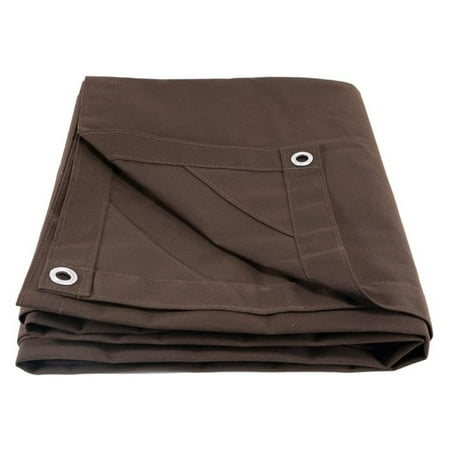 8 x 10 Dark Brown Canvas Tarp 12oz - Water Resistant & Breathable - Heavy Duty Tarps - Multipurpose Tarpaulin Cover for Camping Tent
