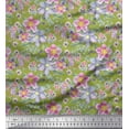 thumbnail image 1 of Soimoi Green Cotton Duck Fabric Anemone & Lavender Blue Flower Floral Fabric Prints By Yard 58 Inch Wide, 1 of 3
