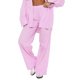 thumbnail image 1 of Pantalones anchos de cintura alta con lazos laterales para mujer - Pantalones casuales plisados - Cremallera, color liso - Ropa de moda de poliéster, 1 of 8