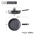 thumbnail image 5 of SENSARTE Ceramic Nonstick Deep Frying Pan Skillet, 5 QT Nonstick Omelette Pan with Lid, Induction Cookware Chef's Pan with Heat-Resistant Handle, Dishwasher Safe, Gray, 5 of 10
