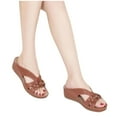 thumbnail image 4 of Maoxin Womens Sandals Fashion Casual Summer New Style Wedge Heel Solid Color Flower Beach Slippers Ladies Sandals Brown 36, 4 of 4