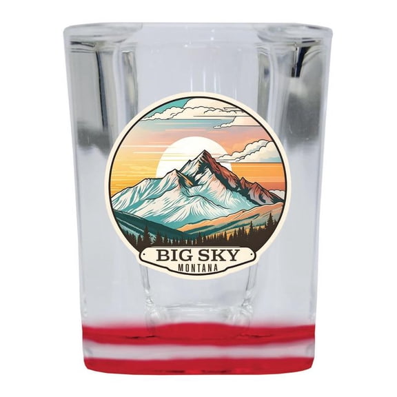 Big Sky Montana Design C Souvenir 2 oz Square Shot Glass Red