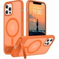 thumbnail image 1 of Funda Magnética con Soporte invisible Integrado, Delgada y Fina, para iPhone 12 Pro Max 6.7", Naranja, 1 of 7