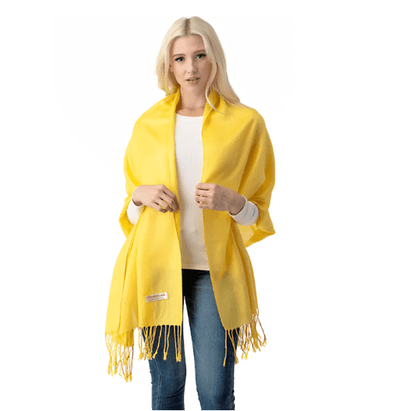 Luxurious Women's Pashmina Shawl in Yellow - Soft and Elegant