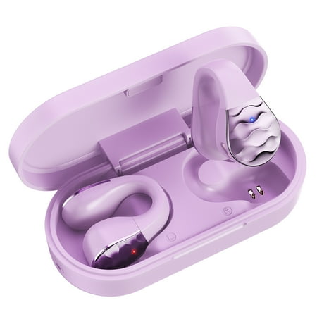 Wireless Earbuds aigo Earclips Bluetooth Bone Conduction Earphone Lightweight Design Stable Fit - Smart Touch Control ENC BT5.3 Purple