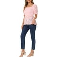 thumbnail image 2 of INSPIRE CHIC Women's Smocked Square Neck Ruffle Short Sleeve Peplum Blouse XS Light Pink, 2 of 6