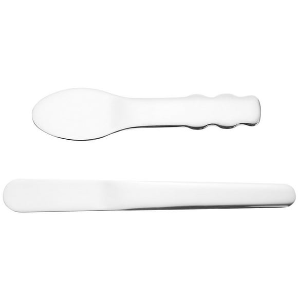 2 piezas de maquillaje de acero inoxidable espátula Spátula de cuidados de piel de cuchara pequeña para maquillaje