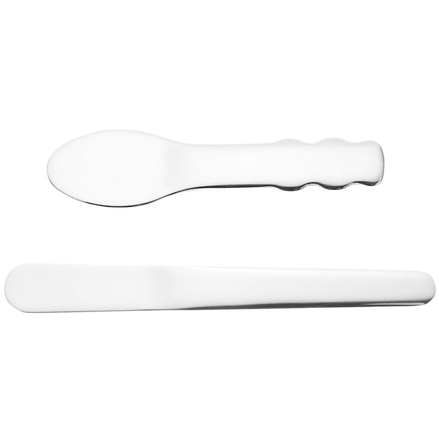 2 piezas de maquillaje de acero inoxidable espátula Spátula de cuidados de piel de cuchara pequeña para maquillaje
