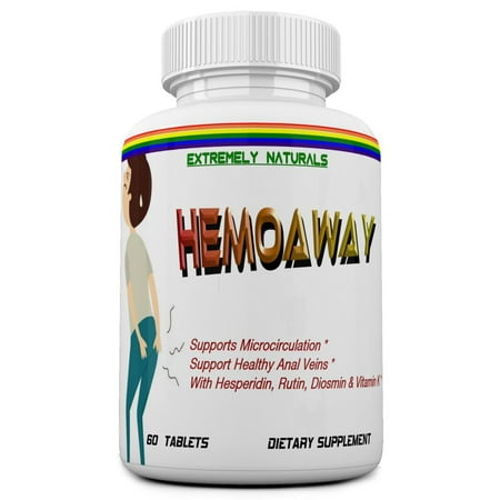 HEMOAWAY  Natural Hemorrhoid Relief, Pain Relief Pills. Piles and Anal Fissure Relief with Diosmin, Rutin, Hesperidin, and More. 60