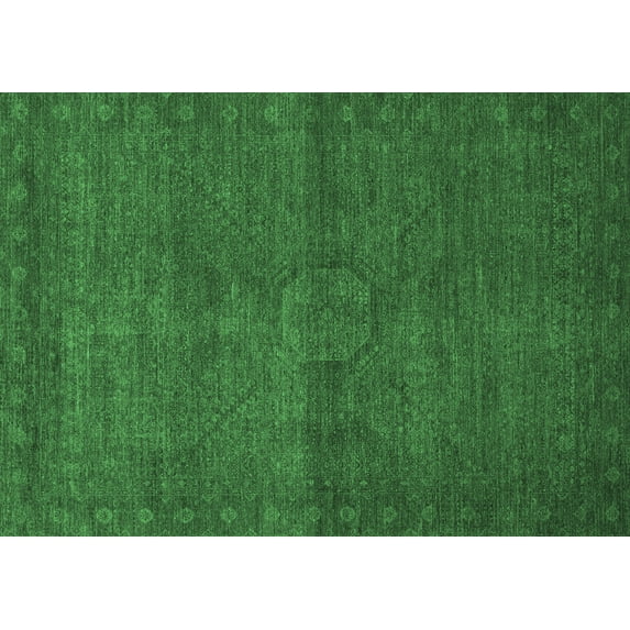 Ahgly Company Indoor Rectangle Abstract Emerald Green Modern Area Rugs, 6' x 9'