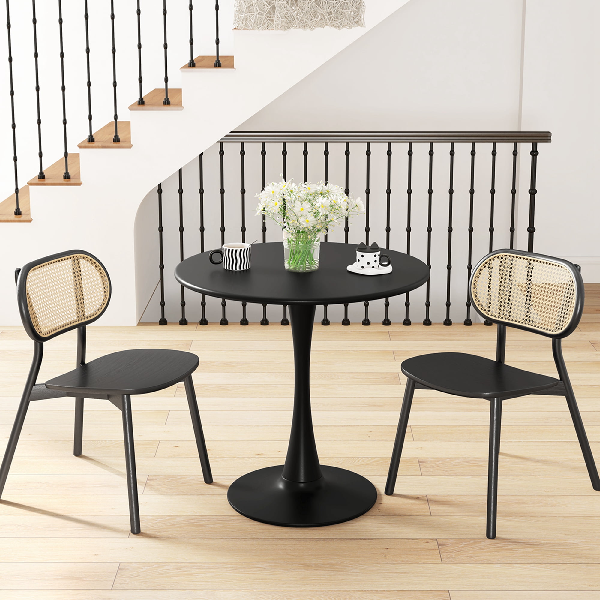 Costway 31.5" Round Dining Table with Anti-Slip PP Ring Modern Bistro Table for Dining Room