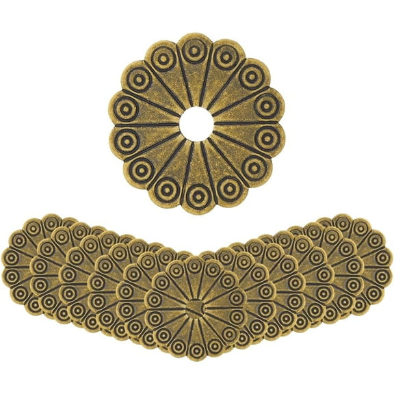 12Pcs Round Brass Backplate Washers Bronze Gasket 1.26Inch Hardware Classical Furniture Decoration Hardware Accessories for Drawer Dresser Closet Wardrobe Cupboard Decoration