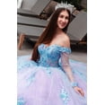 thumbnail image 2 of Women's GLS Gloria Off Shoulder Long Sleeve Ball Gown Gl3503 Lilac Lavender And Blue Size 3XL Lavender/blue, 2 of 3