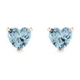 thumbnail image 3 of 14K Solid Gold Push Back Stud Earrings for Women | 1.5 cttw Heart Cut Natural Swiss Blue Topaz | Rose Gold, 3 of 5