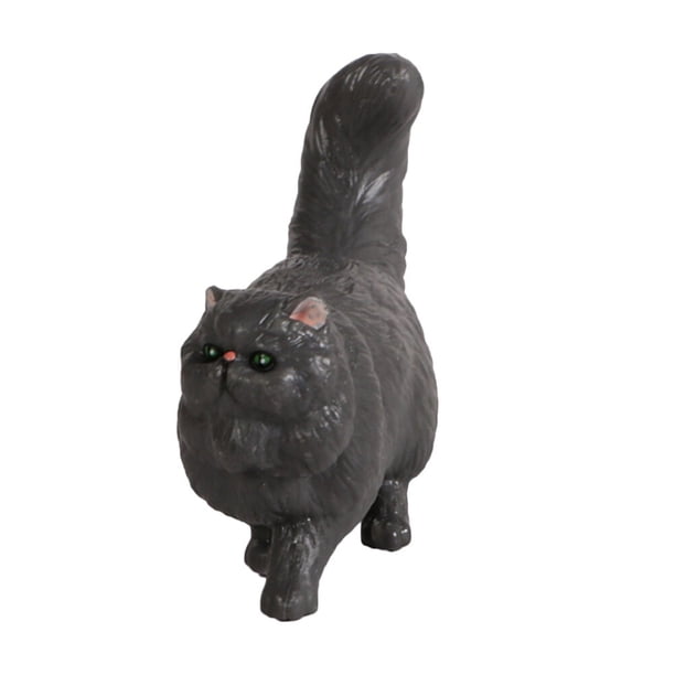 Figura de gato de imitación, adorno decorativo para el hogar (gris azulado)