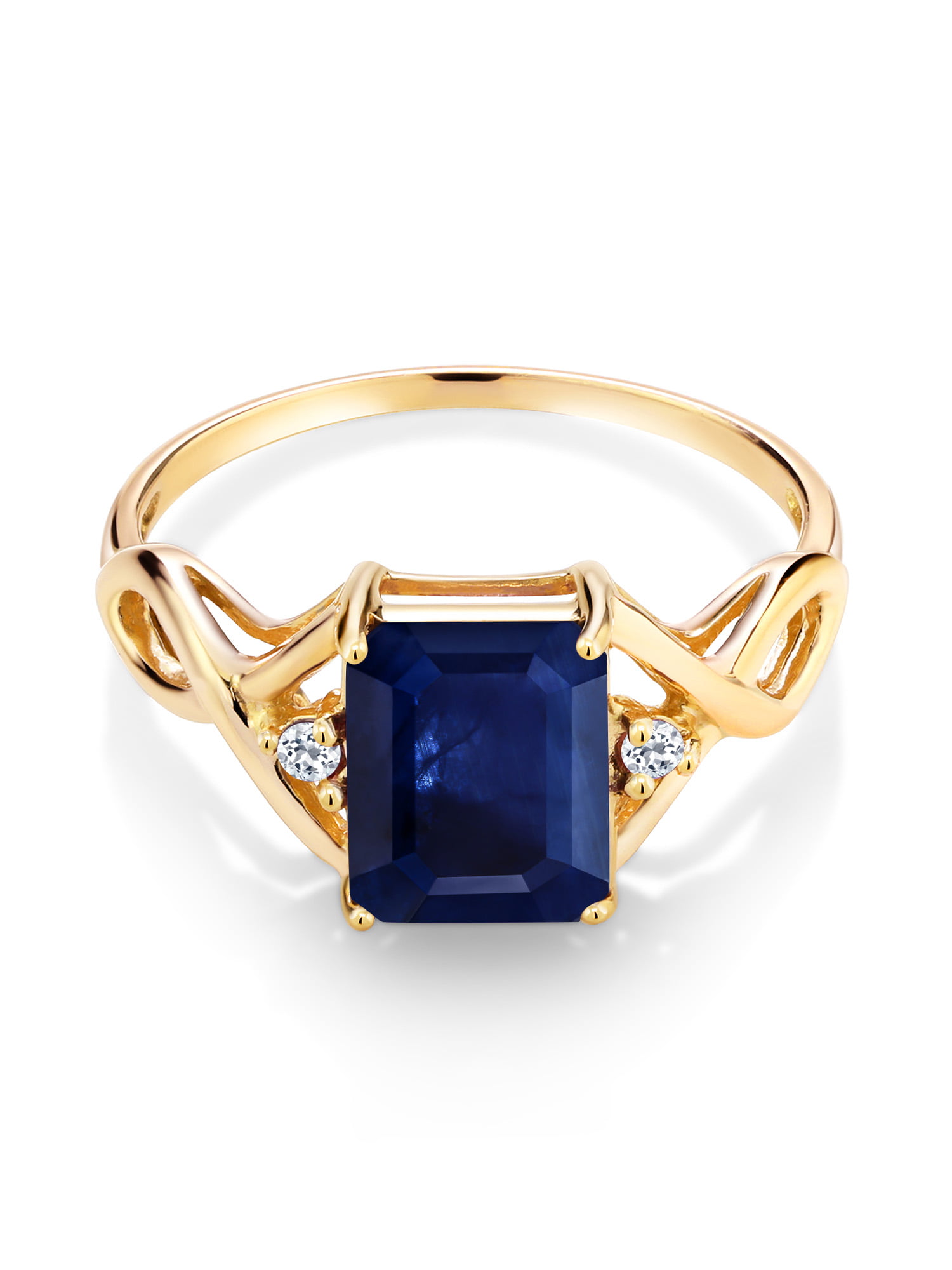 2.49CT Silver Or 14K Solid Gold Blue Sapphire Anniversary Wedding Band Ring S7 