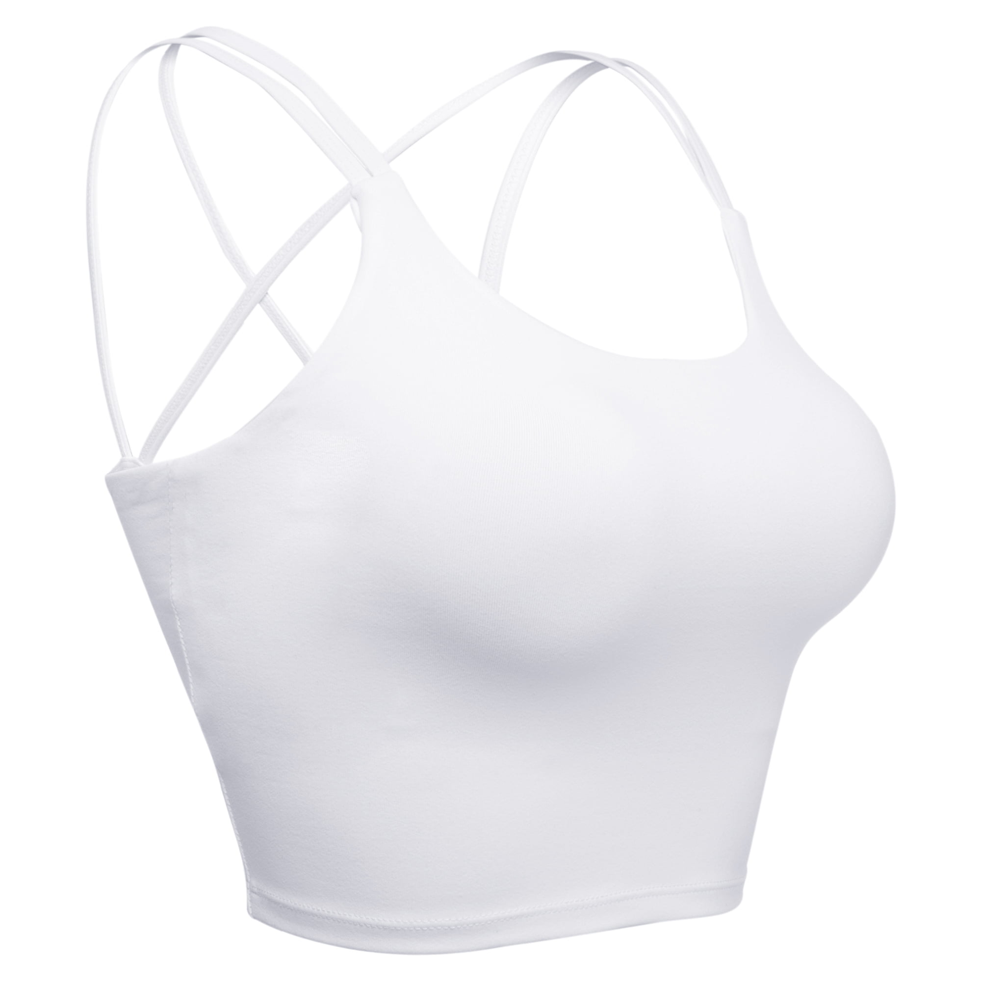  Strappy Sports Bras For Women - Criss Cross Back Sexy  Wireless Padded Yoga Bra Cute Workout A02-White Medium