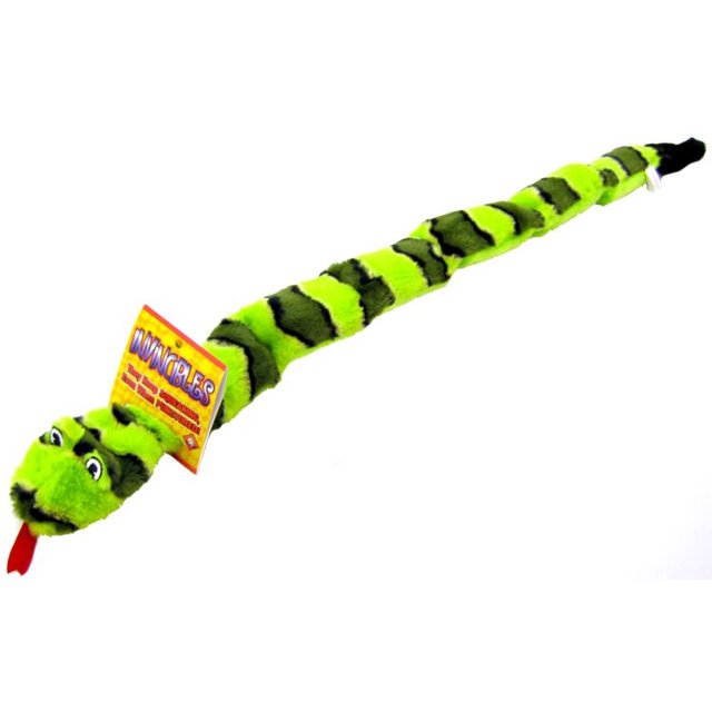 Invincibles Green & Black Squeaker Snake Dog Toy 6 Squeakers 39 Long