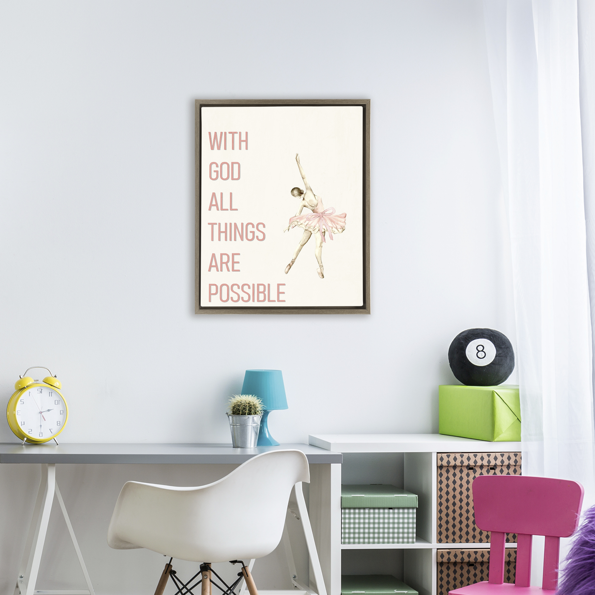 All Things Possible Ballerina Brown Framed Floater Canvas Wall Art, design by Kim Allen