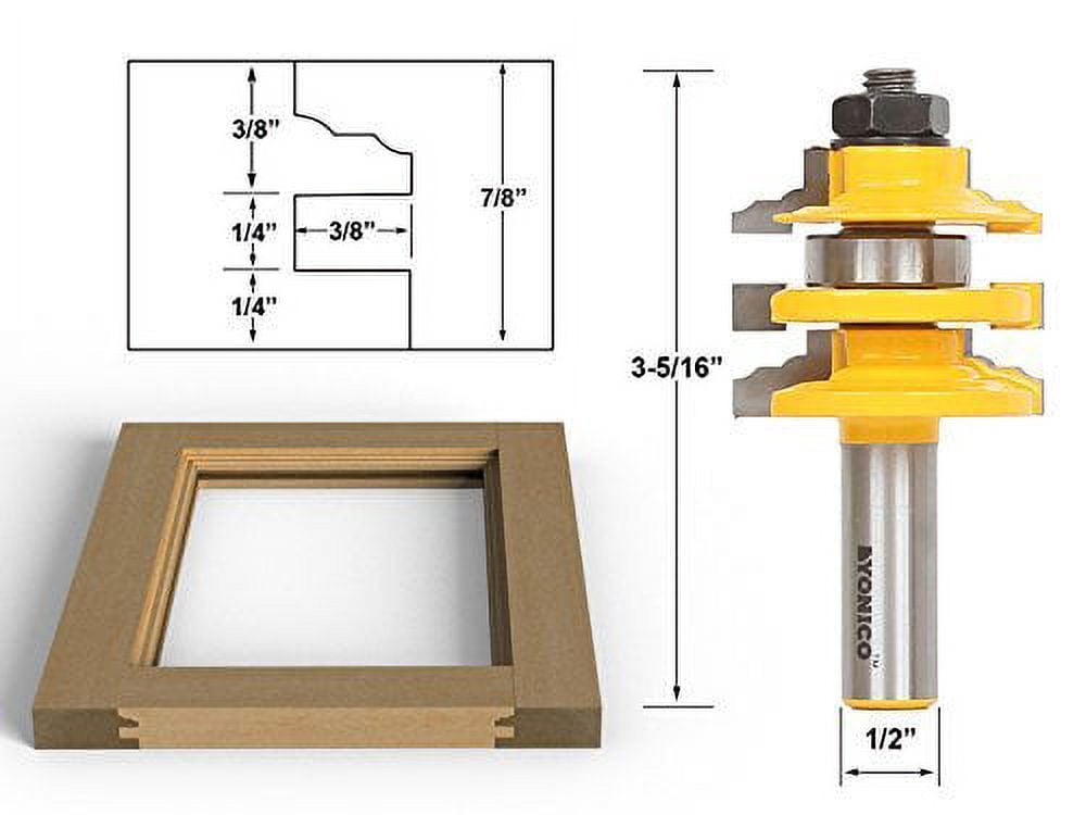 Classical Ogee Stacked Rail and Stile Router Bit - 1/2" Shank - Yonico 12120