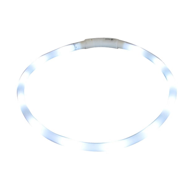 Collar de seguridad LED ajustable, recargable y con 4 modos de uso para mascotas, gatos y perros (blanco)