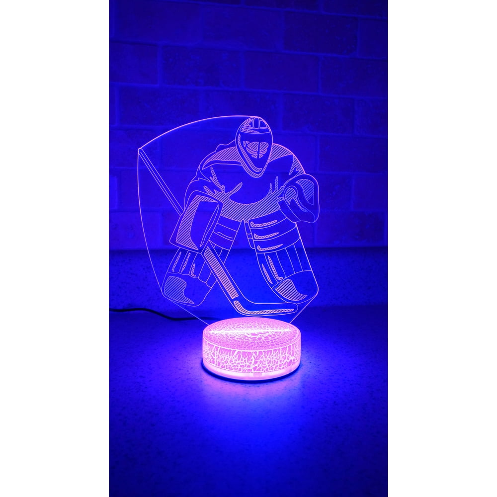 Goalie Hockey Player 3D Night Light Color Changing Illusion Lamp for Children Girls Boys NHL