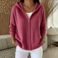 thumbnail image 2 of Sewkxo Womens Zip up Hooded Cardigan Knitted Hoodies Raglan Sleeve Sweaters Jacket Outerwear,Wine M, 2 of 3