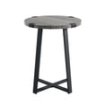 thumbnail image 4 of Woven Paths Rustic Wood and Metal Round End Table, Slate Grey, 4 of 6