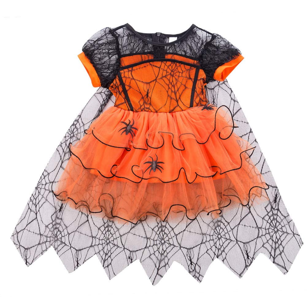 Toddler Baby Girls Clothing Halloween Fancy Party Mesh Dress Costume Witch Outfit Kids Cosplay