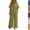 19# Light Green, variant on Women's Linen 2 Piece Set Striped Trim V Neck Short Sleeve Top and Loose Wide Leg Pants Casual Summer Loungewear Outfit Blue S