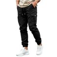 thumbnail image 2 of MXALUOB Men's Cargo Joggers Drawstring Cuffed Ankle Elastic Waist Pants with Multi Pockets Regular Fit Solid Color Pull On Trousers, 2 of 6