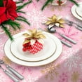 thumbnail image 2 of AnyDesign Christmas Tablecloth Gold Pink Snowflake Table Cloth Xmas Winter Snowflake Rectangle Table Cover for Christmas Holiday Party Table Decor, 60 x 102 Inch, 2 of 6