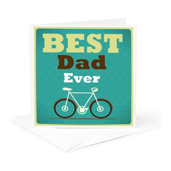3dRose, Best Dad Ever With A Bicycle Graphic, 1 Greeting Card with envelope