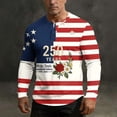 thumbnail image 2 of 250 Anniversary Usa Shirt Mens American Flag Print Casual T-Shirt Button Up Henley Pullover Tops 4th of July Outfits for Men, 2 of 4