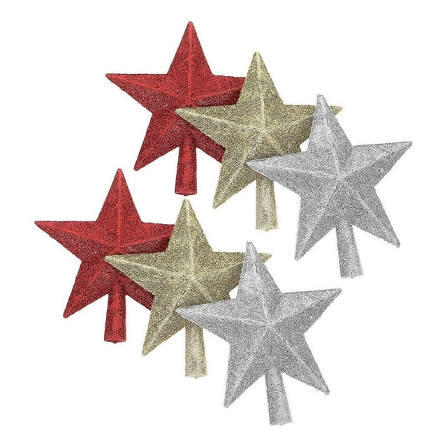 Shatterproof Star Ornament for Holiday Tree Decoration 6Pcs Glittered Set