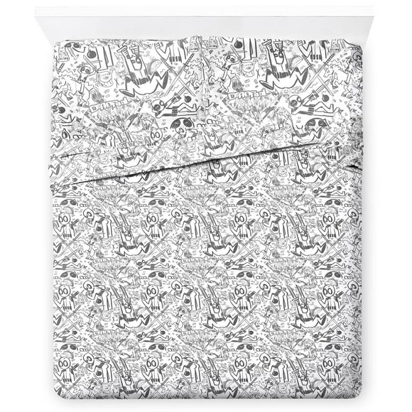 Jay Franco Marvel Deadpool Ensemble de Draps Très Grand Size - Ensemble de Literie Super Doux 4 Pcs - Draps en Microfibre Incluant des Taies d'Oreiller Réversibles